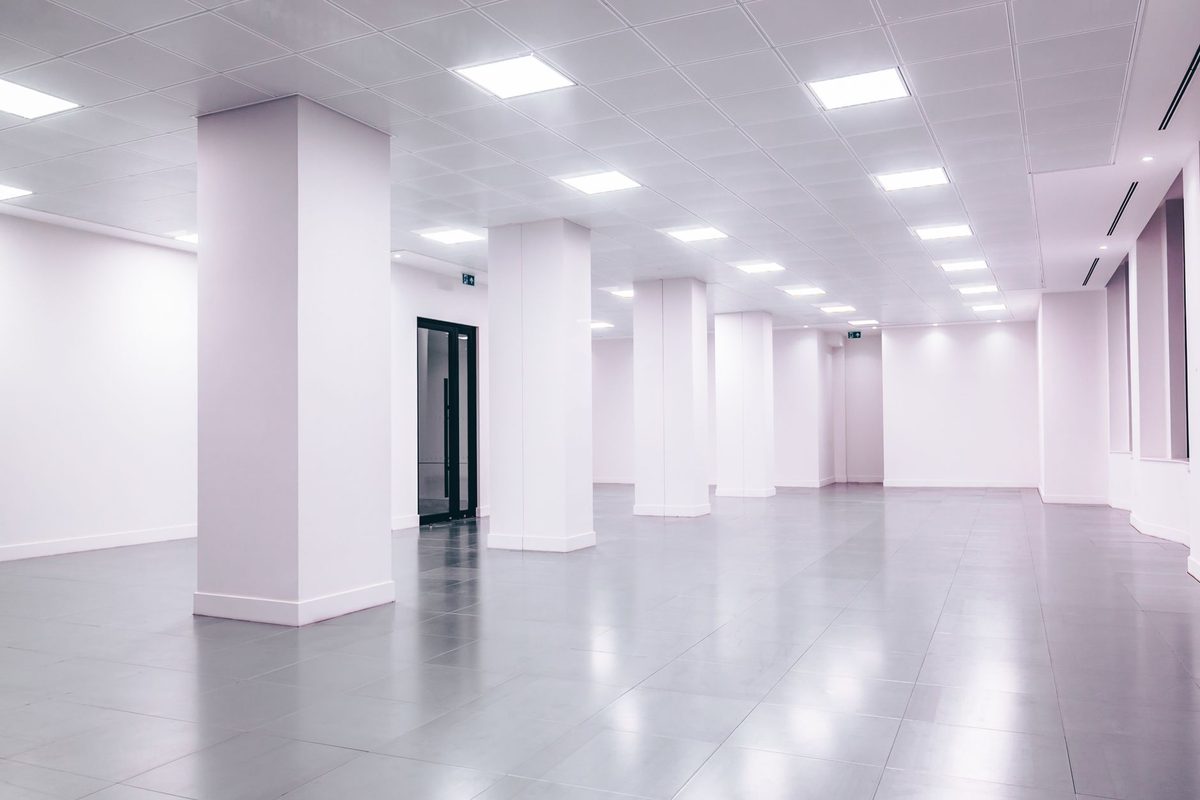 Bright white interior with a high-gloss light floor